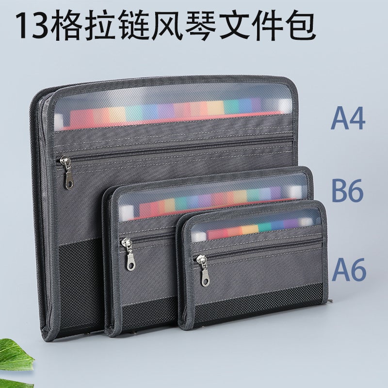 A4 Organ Bag Folder Double Zipper 13 Layer Large Capacity Student Examination Paper Storage Bag Office File Bag - Image 2